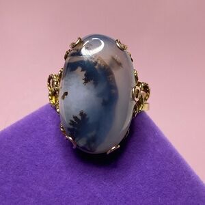 💛 Antique 9k Gold Dendritic Agate Ring